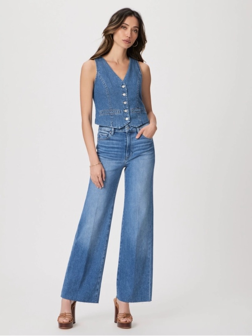 Paige Anessa 31` w Raw Hem Wide Leg Pant - Flamenco Distressed - Size 31